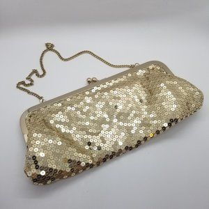 3/$20 Loft Gold sequin clutch